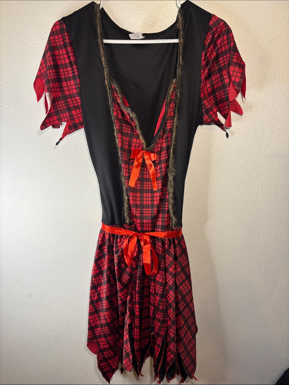 Women's Red Plaid Warewolf Costume Dress